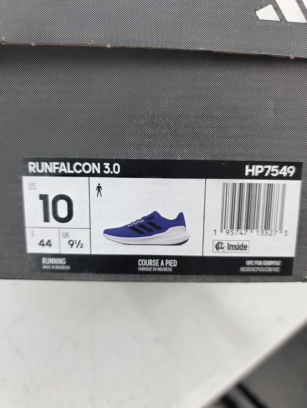 New Adidas Runfalcon 3.0 Cloudfoam Blue Black Running Shoes Mens Size 10 HP7549.
